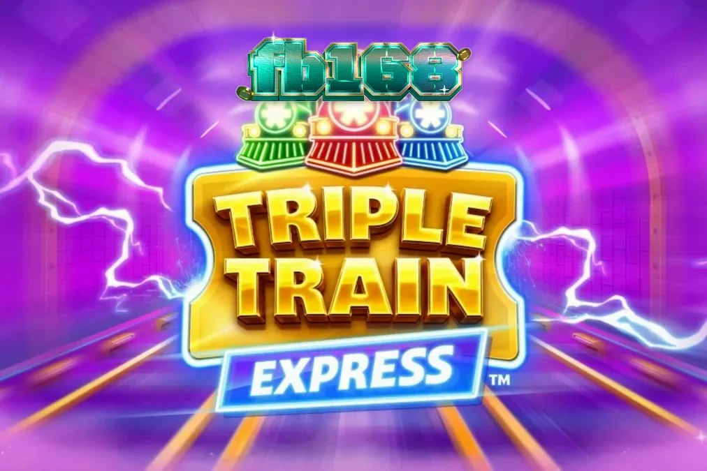 Tampilan visual futuristik dari slot Triple Train Express dengan nuansa neon